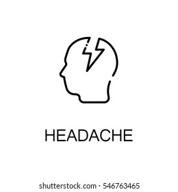 Icono plano de dolor de cabeza. Símbolo único de alto nivel de calidad de enfermedad y lesión para diseño web o aplicación móvil. Señales delgadas de cefalea para el logo de diseño, tarjeta de visita, etc. Pictograma de eslabón de cefalea