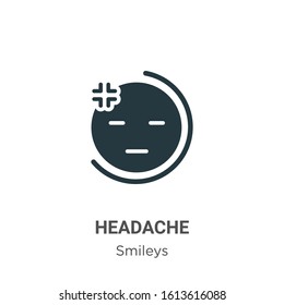 Headache glyph icon vector on white background. Flat vector headache icon symbol sign from modern smileys collection for mobile concept and web apps design.