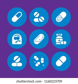 headache icon. 9 headache set with pill, aspirin and tired vector icons for web and mobile app