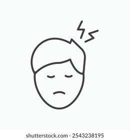 Headache icon in black outlined and solid.