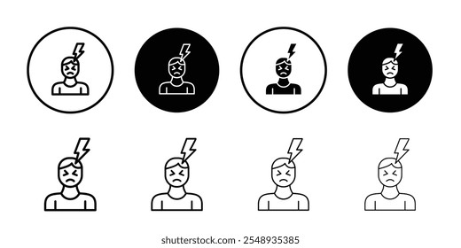 Headache icon icon Black and white outline vector