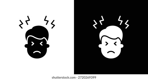 Headache icon icon. Black and white simple flat design icon