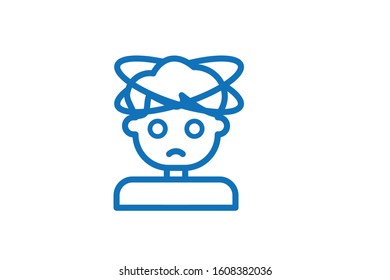 headache icon, confuse icon vector isolate (blue version)