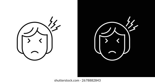 Headache icon in editable stroke. EPS 10 vector illustration.