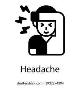 Headache icon in filled style depressed person 