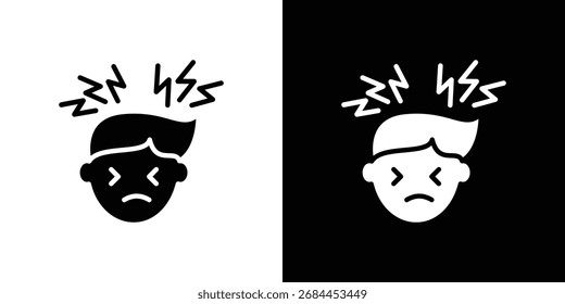 Headache icon icon in flat style, filled black symbol