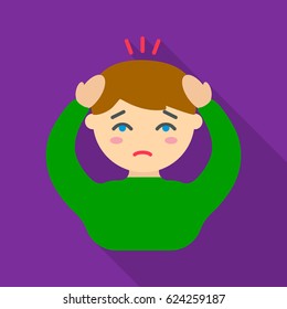 Headache icon flate. Single sick icon from the big ill, disease flate.