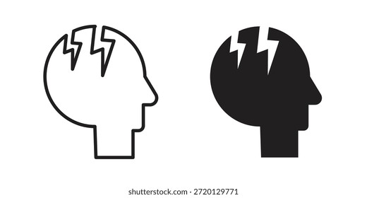 Ilustración de ícono de dolor de cabeza, Vector de línea delgada, signo de Diseño web,