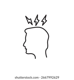 Icono de dolor de cabeza Vector plano aislado en Ilustración vectorial de contorno para Web y App..eps