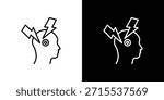 Headache icon in line design. Editable stroke icons.