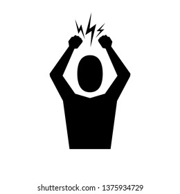 Headache icon. Man Silhouette symbol isolated on white background. Anger managment and aggresion icon