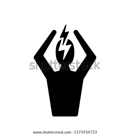 Headache icon. Man Silhouette symbol isolated on white background. Anger managment and aggresion icon