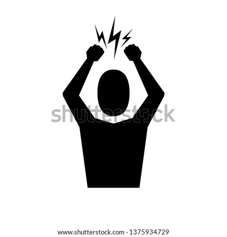 Headache icon. Man Silhouette symbol isolated on white background. Anger managment and aggresion icon