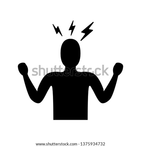 Headache icon. Man Silhouette symbol isolated on white background. Anger managment and aggresion icon