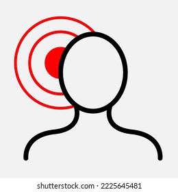 Headache icon. Migraine linear icon. Discomfort image. Head pain linear illustration