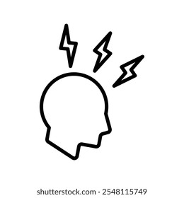 Headache icon Outline set in black and white color