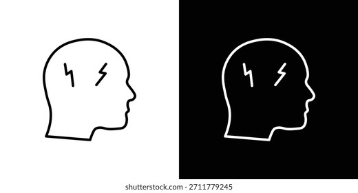 Esquema del icono de dolor de cabeza. Vector aislado pictograma para el Web