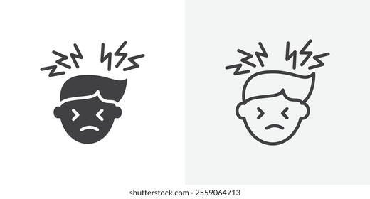 Headache icon. outlined vector style.