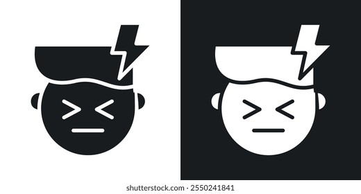 Headache icon pack in black color.