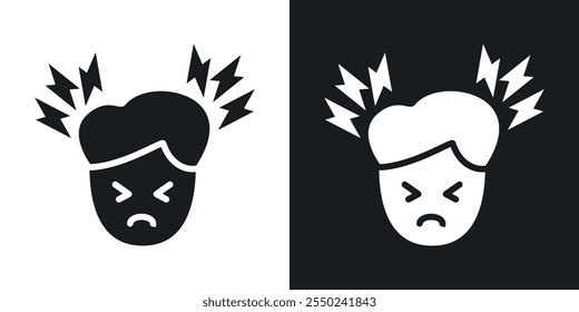 Headache icon pack in black color. icon pack in black color.