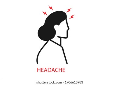 Icono de dolor de cabeza, icono de dolor de aislamiento vectorial  