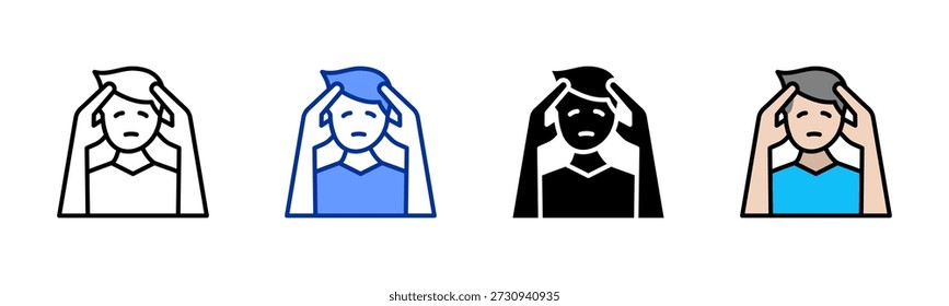 Headache icon set multiple style collection