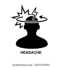 headache icon. Sick person isolated on background vector illustration.