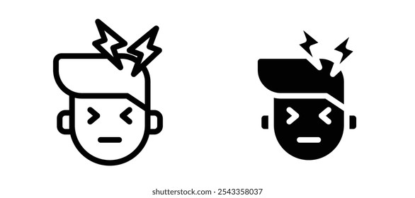 Headache icon symbol collection on white background.