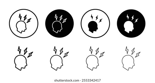 Headache icon Thin line vector illustration set