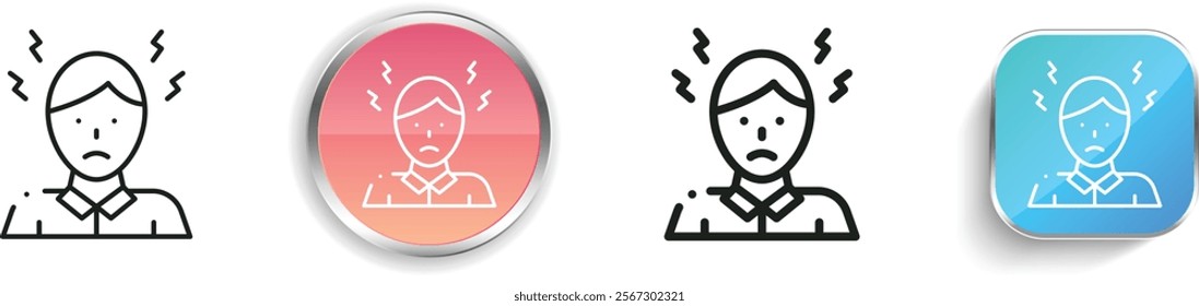 headache icon. Thin Linear, Regular and Button Style Design Isolated On White Background