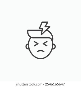 Headache icon in thin outlined.