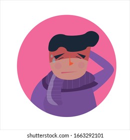 headache icon, use flat design character