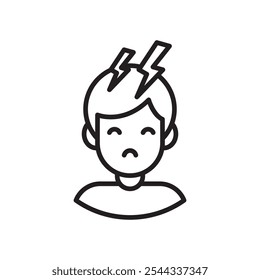 Headache icon Vector flat thin line illustration