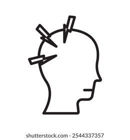 Headache icon icon Vector flat thin line illustration