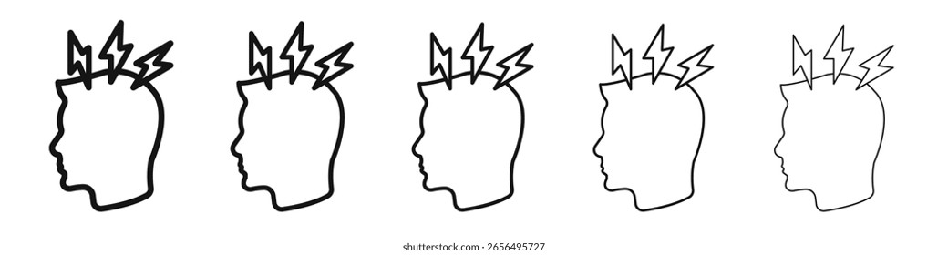 Signo de ilustración de conjunto de contorno de Vector de icono de dolor de cabeza