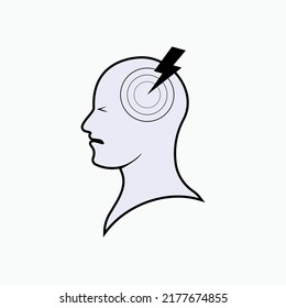 Headache Icon. Vertigo, Head Pain Symbol - Vector.