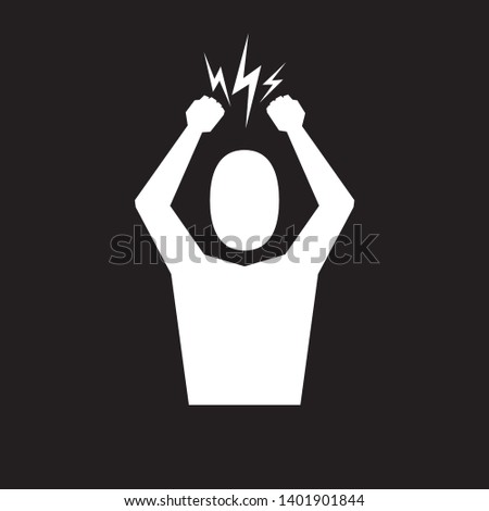 Headache icon. White Man Silhouette symbol isolated on black background. Anger managment and aggresion icon