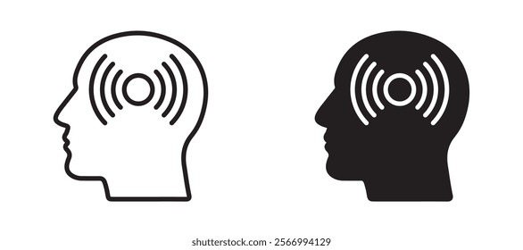 Headache icons in outline and fill. vector illustration for ui.