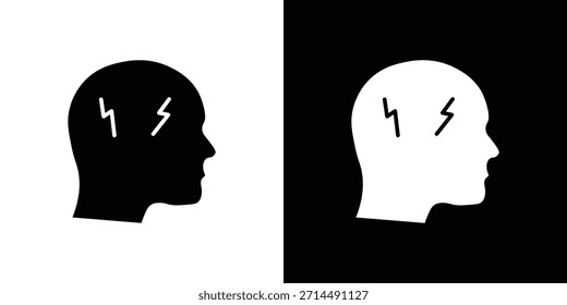 Dor de cabeça ícones de vetor silhueta design. Ilustração de design gráfico plano vetorial.