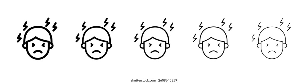 Headache icons vectors set in different stroke lines icons vectors set in different stroke lines