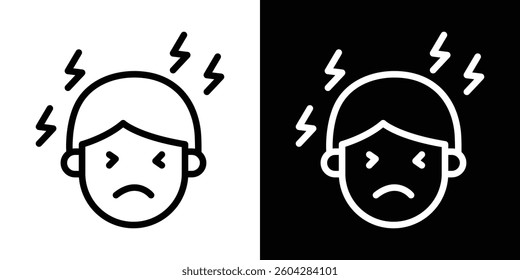 Headache icons vectors set in stroke line style. icons vectors set in stroke line style.
