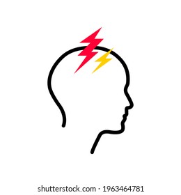Headache Illustration. Vector Icon Showing a Person with Headache or Migraine Symptoms.
