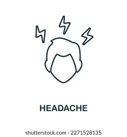 Headache line icon. Outline element sign from body ache collection. Headache icon sign for web design, infographics and more.