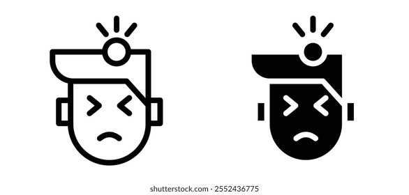 Headache liner icon vector set.