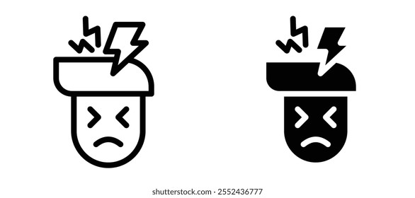 Headache liner icon vector set.