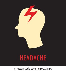 Headache. Logo or icon template in colored flat style isolated on black background. Eps