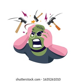 headache man. vector illustration.