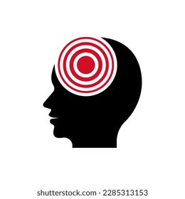 Headache. Migraine icon flat style isolated on white background. Vector illustration