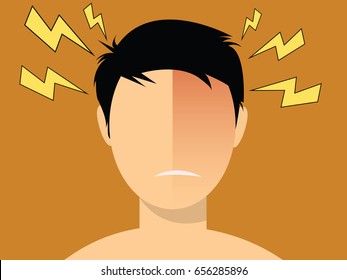 headache migraine illustration men with red head