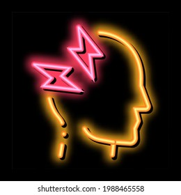 Cefalea, vector de señal de luz de neón. Icono brillante Señal de dolor de cabeza. ilustración de símbolo transparente